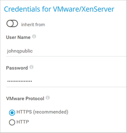 Credentials for VMware/XenServer Credentials for VMware/XenServer