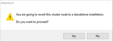 Revert Cluster to Standalone Installation Revert Cluster to Standalone Installation