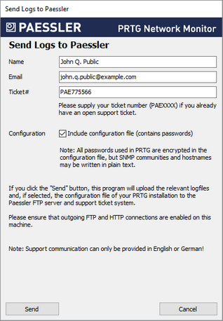 Send Logs to Paessler Send Logs to Paessler
