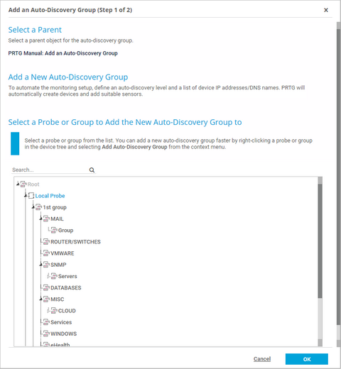 Add Auto-Discovery Group Assistant Step 1 Add Auto-Discovery Group Assistant Step 1