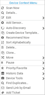 Device Context Menu Device Context Menu