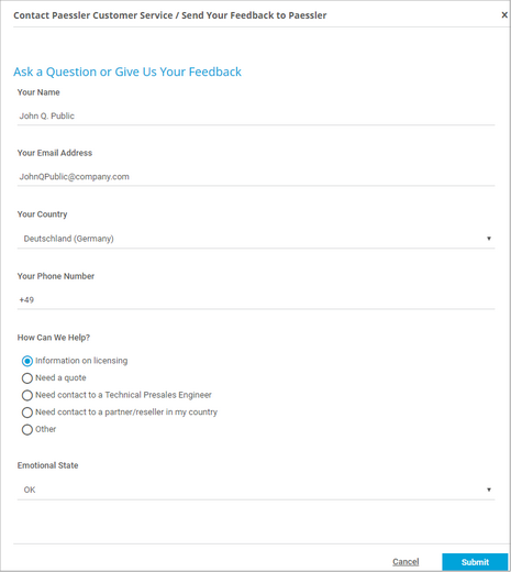 Contact Paessler Customer Service Form Contact Paessler Customer Service Form