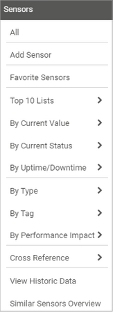 Main Menu: Sensors Main Menu: Sensors