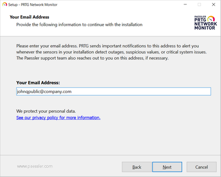 Setup Dialog: Your Email Address Setup Dialog: Your Email Address