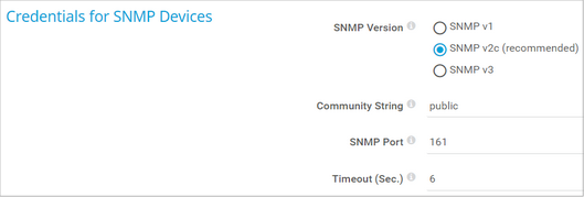 Credentials for SNMP Devices Credentials for SNMP Devices