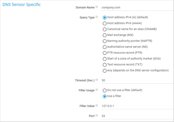 DNS Sensor Specific DNS Sensor Specific