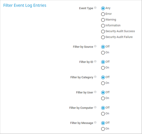 Filter Event Log Entries Filter Event Log Entries
