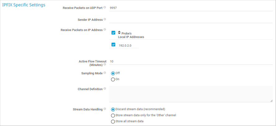 IPFIX Specific Settings IPFIX Specific Settings