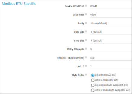 Modbus RTU Specific Modbus RTU Specific