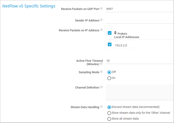 NetFlow v5 Specific Settings NetFlow v5 Specific Settings
