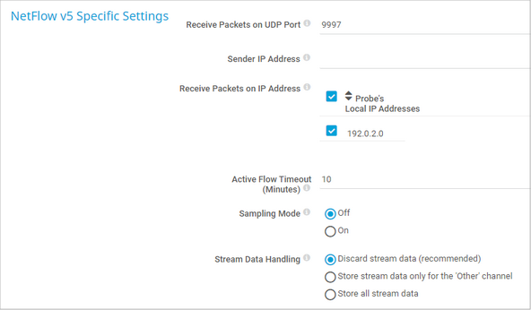 NetFlow v5 Specific Settings NetFlow v5 Specific Settings