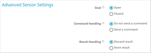 Advanced Sensor Settings Advanced Sensor Settings