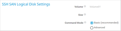 SSH SAN Logical Disk Settings SSH SAN Logical Disk Settings