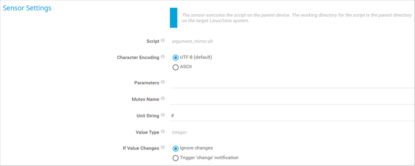 Sensor Settings Sensor Settings